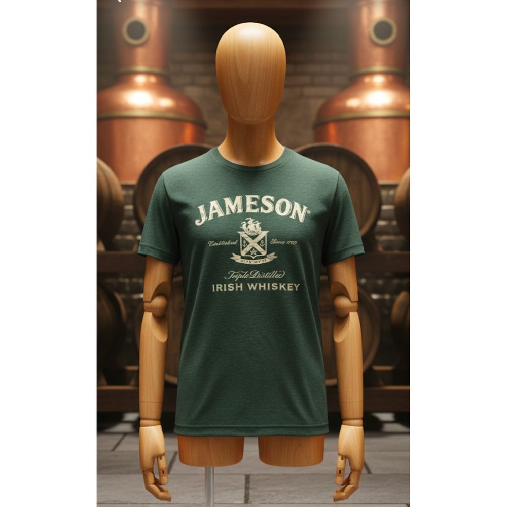 Jameson Irish Whiskey Graphic T-Shirt Mens Medium Green Bella Canvas Distressed